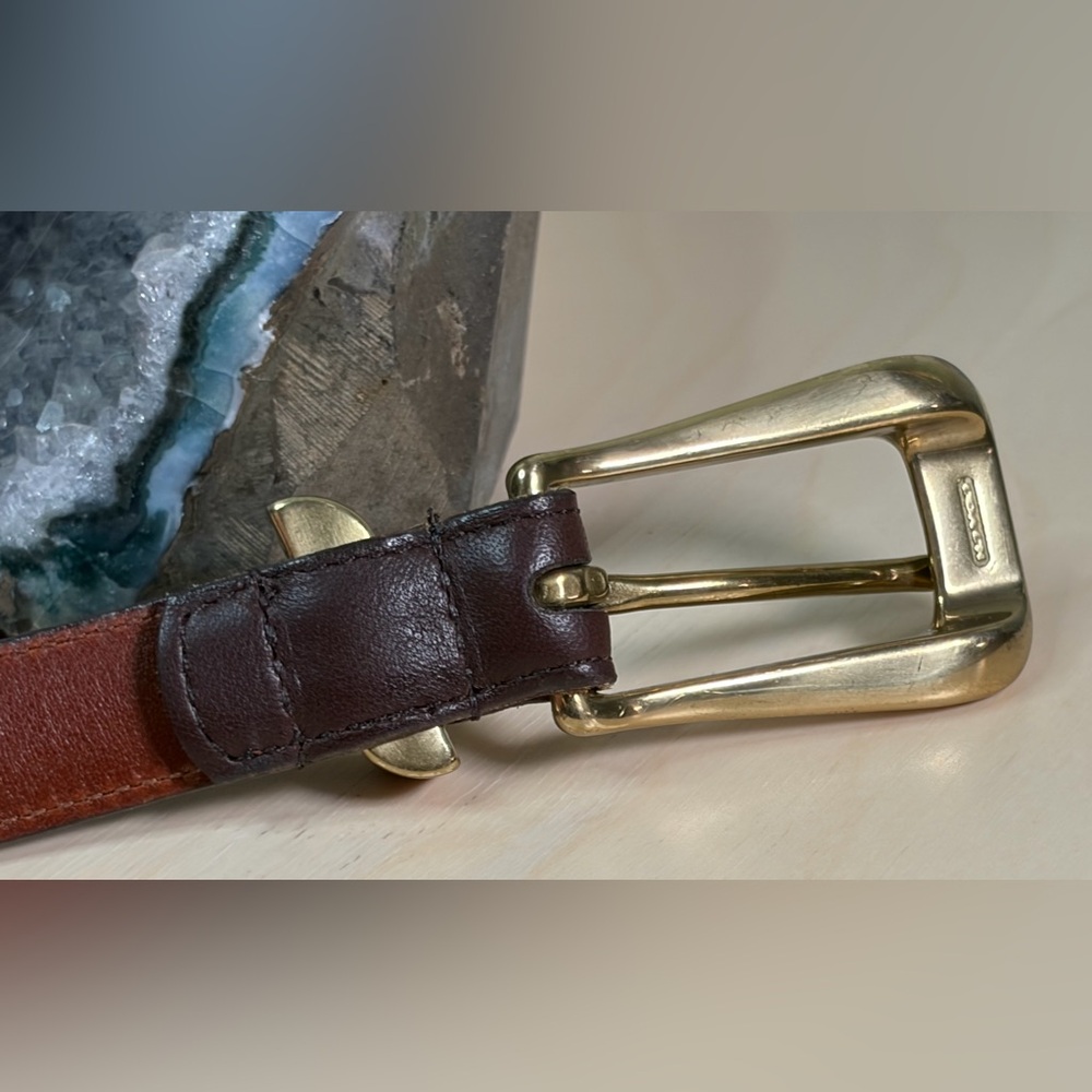 Vintage Coach Mahogany Brown Leather Belt Brass Buckle 8528 EUC - Picture 9 of 14